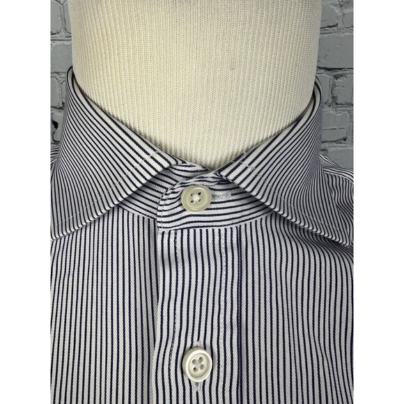 Charles Tyrwhitt Mens 16/35 Slim Fit French Cuff Dress Shirt Purple,White Stripe - Picture 9 of 10